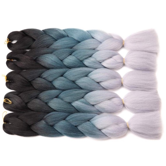 5 packs of Black blue gray ombré braiding hair NWT